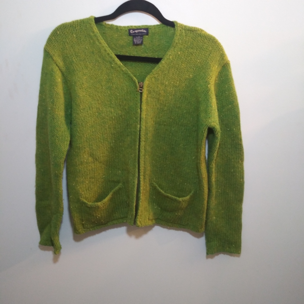 Cooperative Wool and Nylon Knit Zip Up Sweater